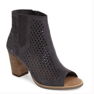 NWOT Toms Majorca Suede Peep Toe Ankle Booties (9.5)